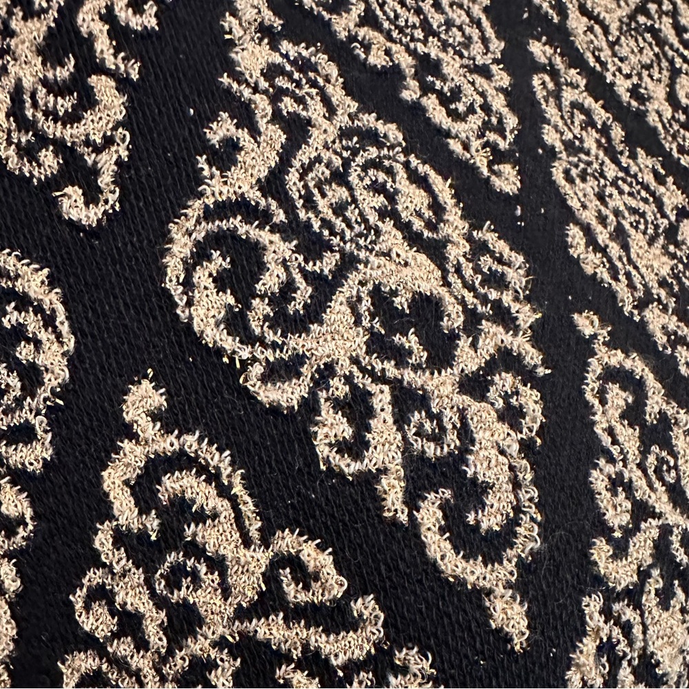 Zara Woman short sleeve gold metallic threading mini jacquard L navy blue dress - Picture 4 of 14